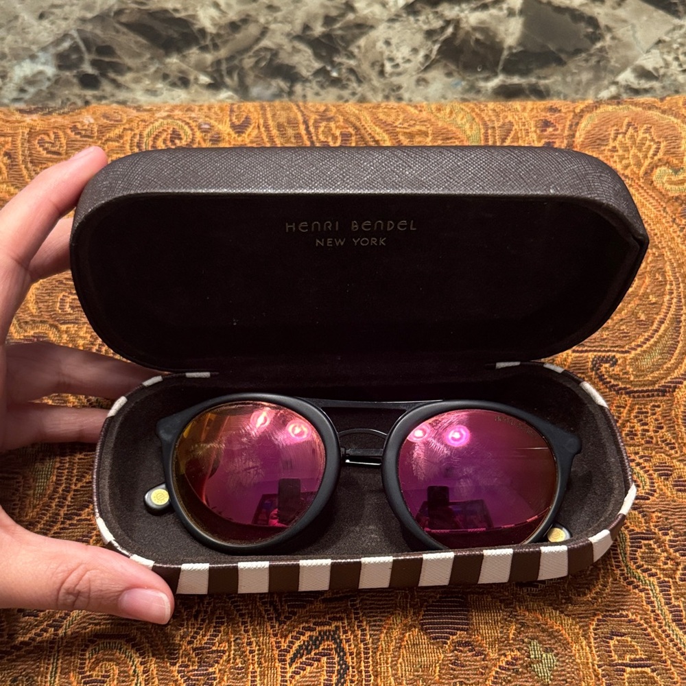 Henri Bendel Black Sunglasses with Rose Lenses